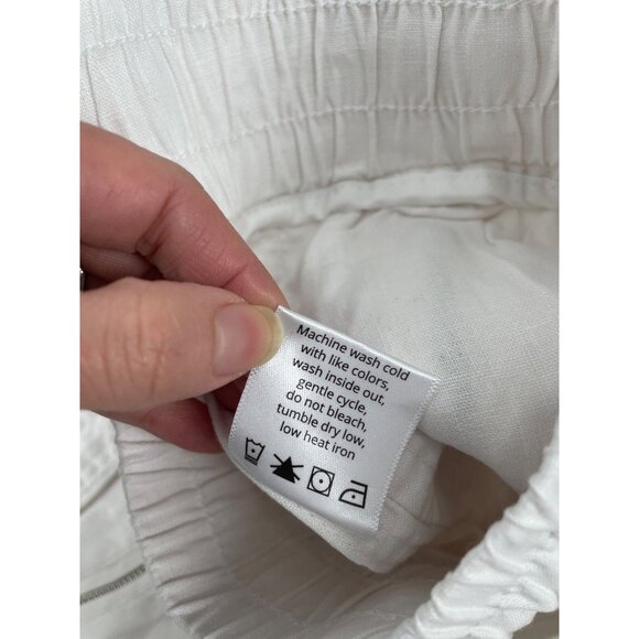 NWT American Tall Womens Medium T Pull On Linen Blend Jogger Pants White Chic - Picture 6 of 9